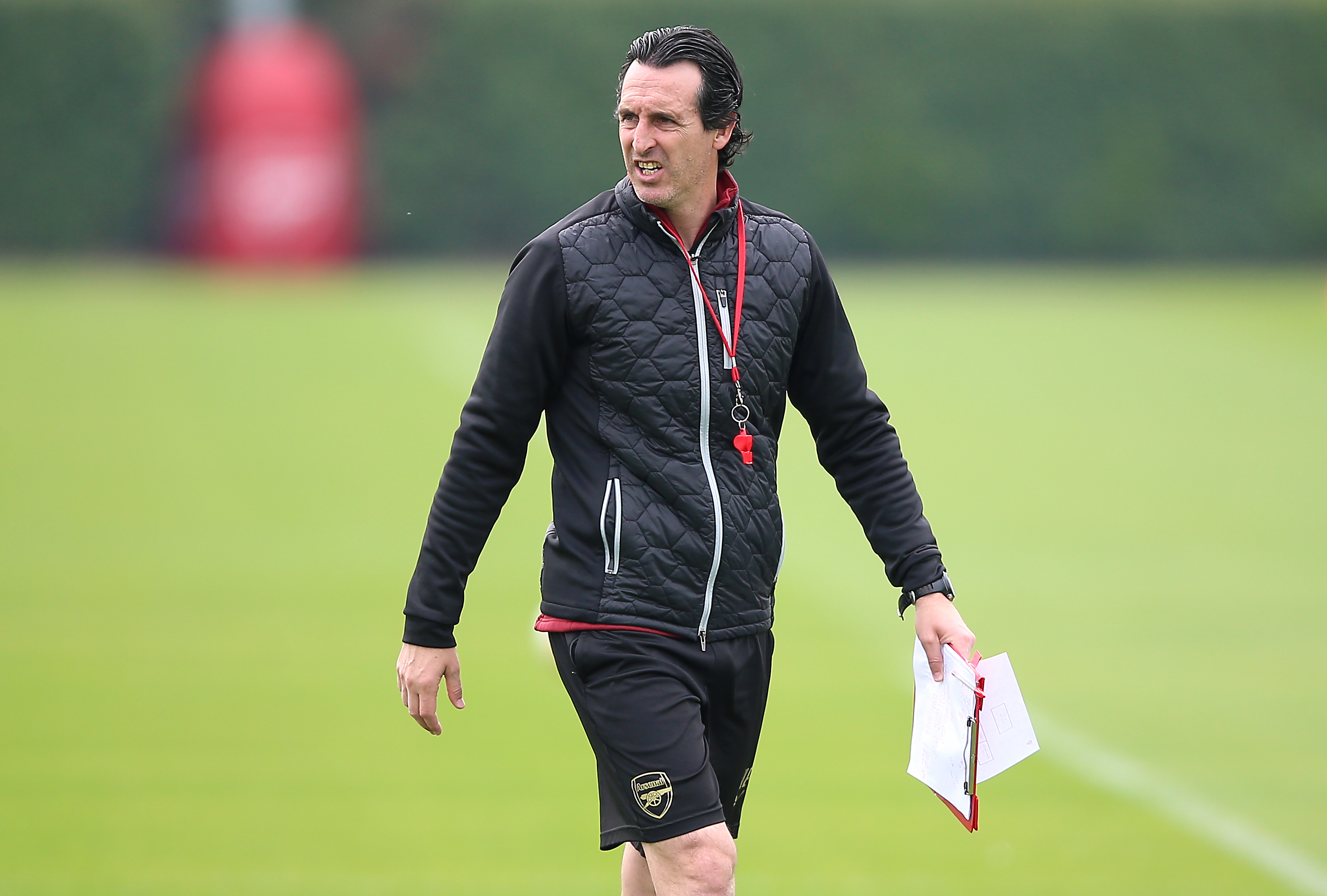 Arsenal manager Unai Emery takes training ahead of their match with Valencia