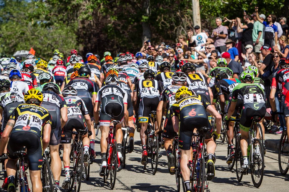 Riders make their way up the steep section of the climb