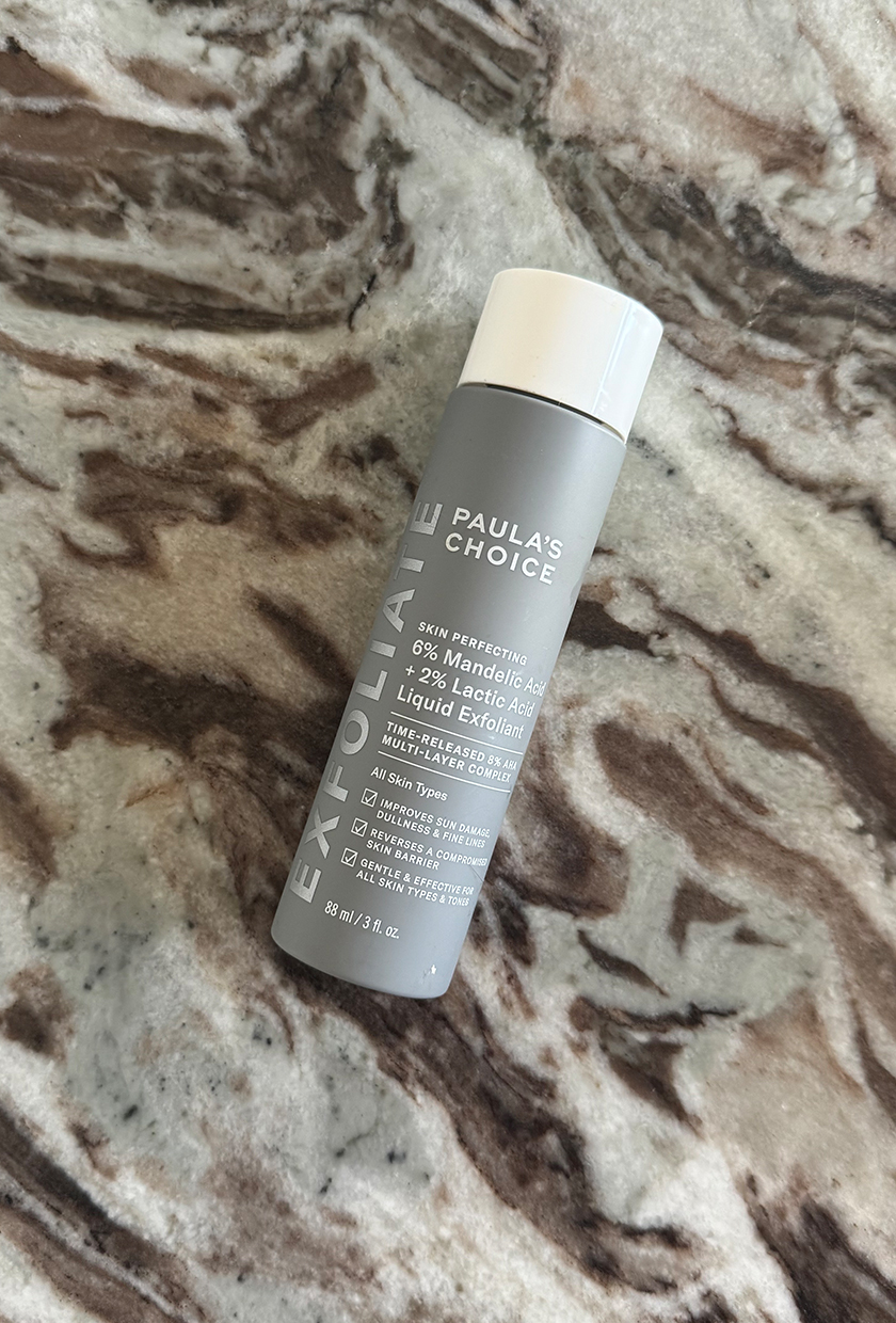 A photo of Paula&#039;s Choice Mandelic Acid exfoliator on a marble table