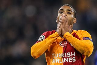 Garry Rodrigues #7 of Galatasaray reacts during the Group D match of the UEFA Champions League between FC Schalke 04 and Galatasaray at Veltins-Arena on November 6, 2018 in Gelsenkirchen, Germany.
