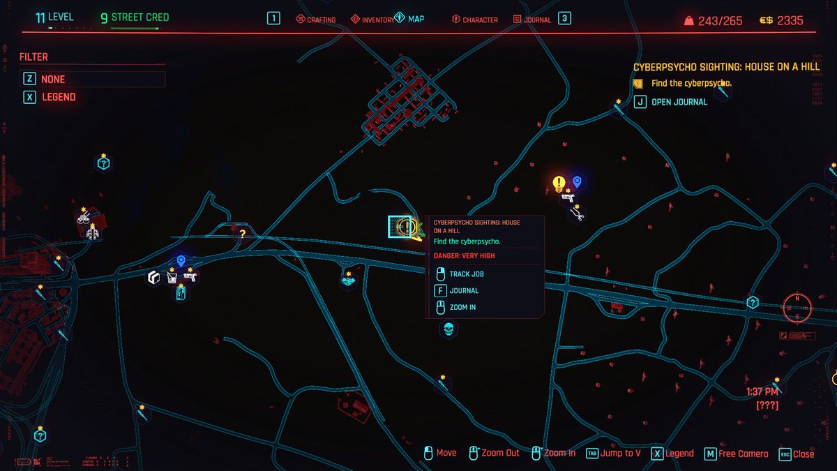 Cyberpunk 2077 Cyberpsycho Sightings locations