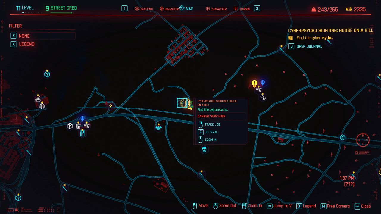 Cyberpunk 2077 Cyberpsycho Sightings locations