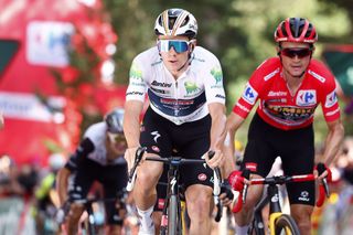 Belgian Remco Evenepoel of Soudal QuickStep wearing the white jersey for best young rider pictured after stage 11 of the 2023 edition of the Vuelta a Espana from Lerma to La Laguna Negra in Vinuesa 1632 km Spain Wednesday 06 September 2023 The Vuelta takes place from 26 August to 17 SeptemberBELGA PHOTO PEP DALMAU Photo by PEP DALMAU BELGA MAG Belga via AFP Photo by PEP DALMAUBELGA MAGAFP via Getty Images