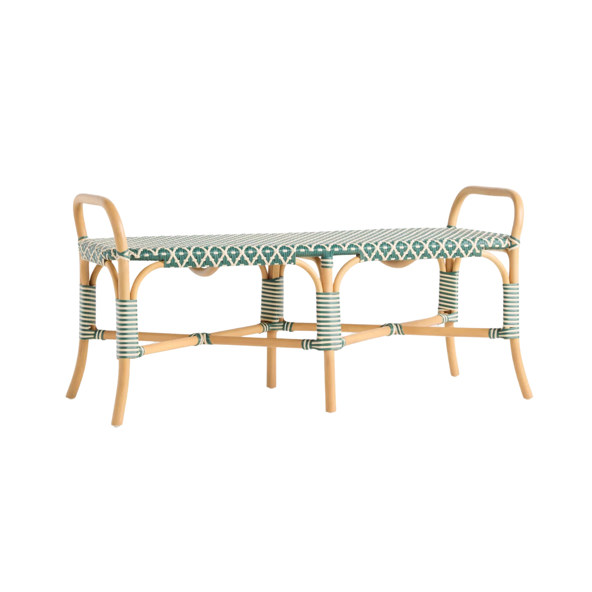 a rattan outdoor bench