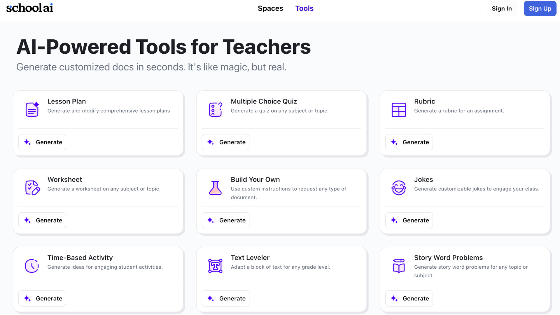 SchoolAI tools