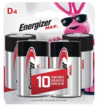a 4-pack of Energizer Max D batteries 