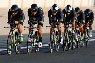 Cycling Academy on course during the Worlds TTT