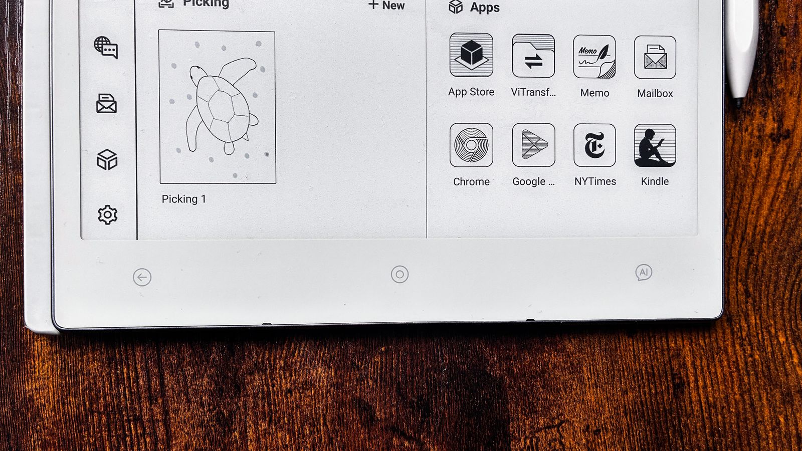 The three touch buttons on the bottom bezel of the ViWoods AiPaper