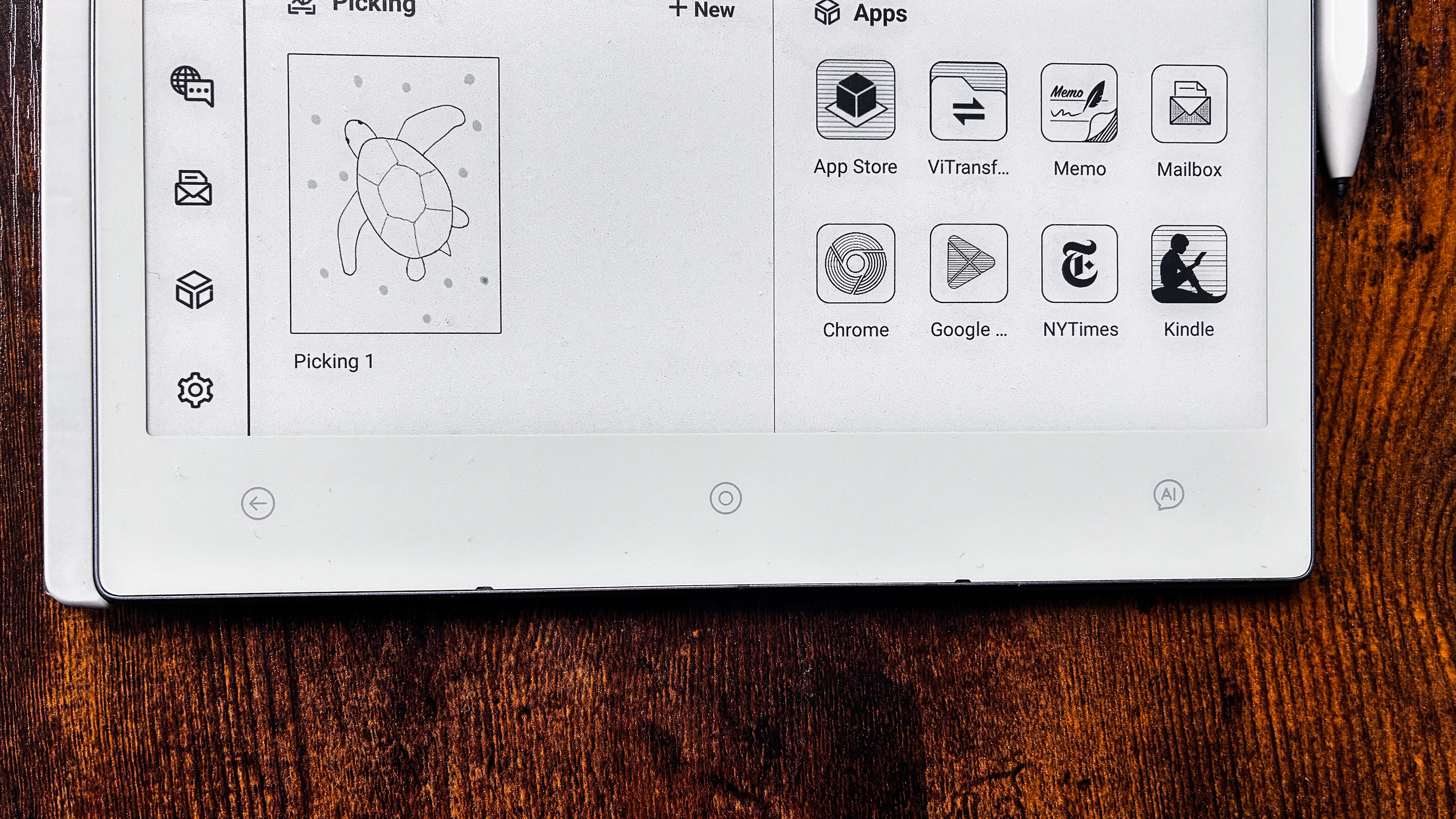 The three touch buttons on the bottom bezel of the ViWoods AiPaper