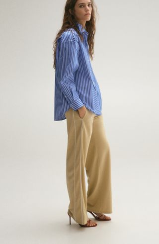 MANGO, Stripe Cotton Button-Up Shirt