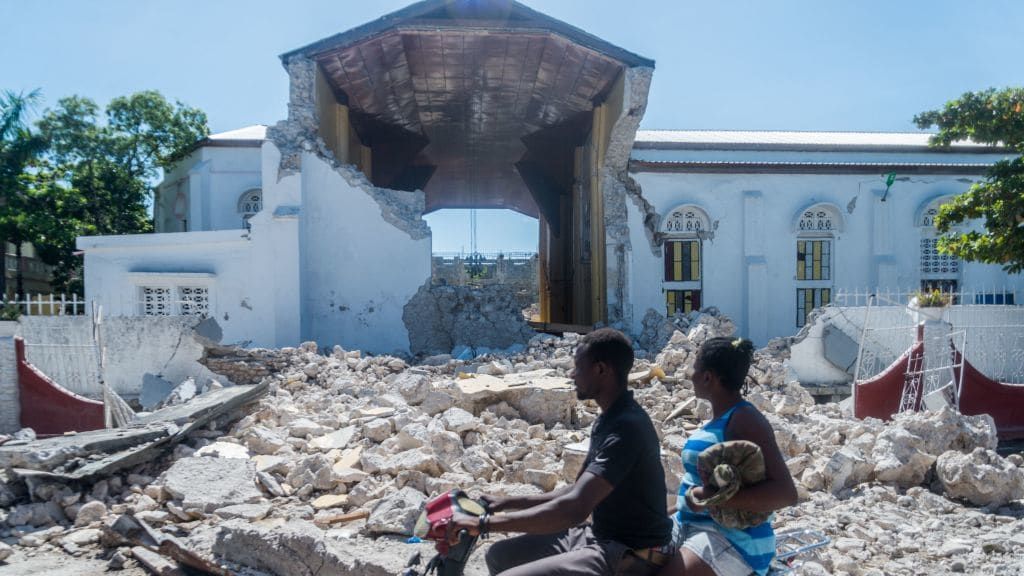 A building by Saturday&amp;#039;s earthquake in Haiti.