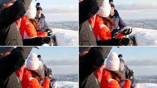 Four photos of Prince William and Kate Middleton having a snowball fight