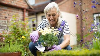 Older woman gardening