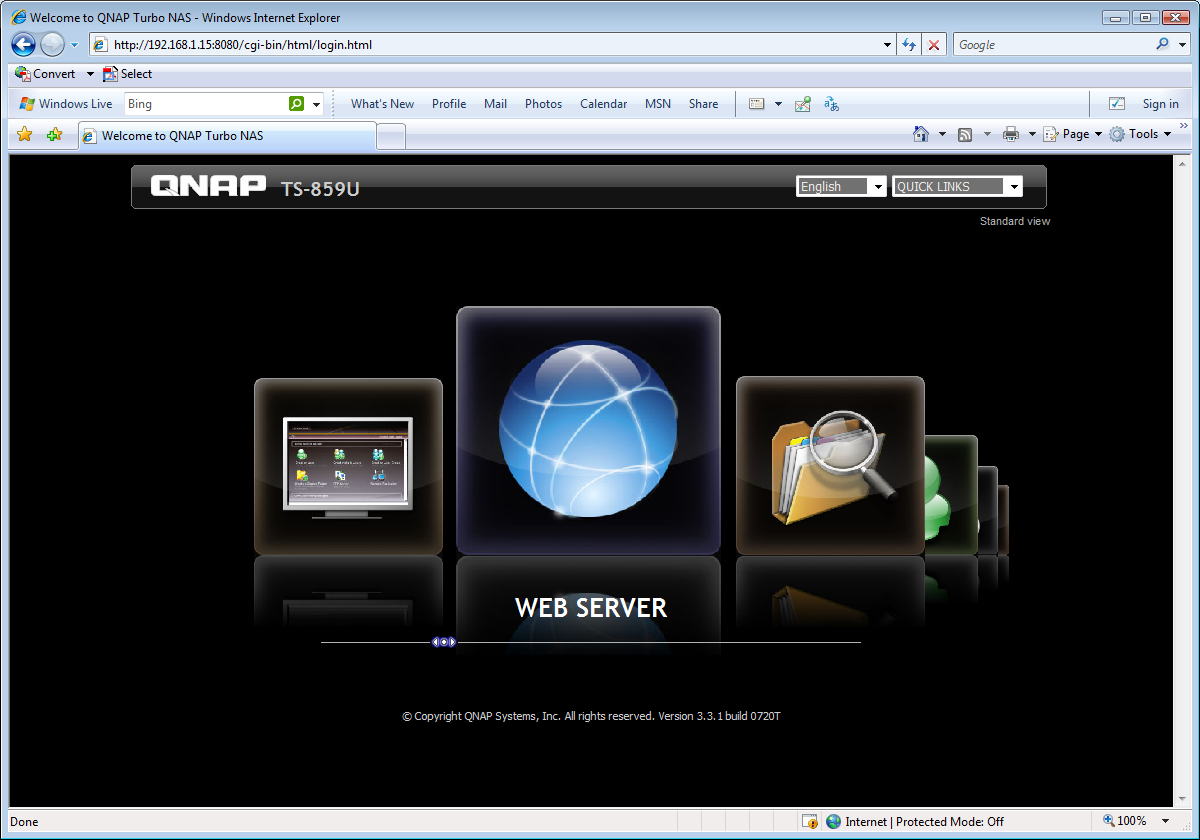 QNap&rsquo;s AJAX-based web interface looks slick and provides quick access to key functions.