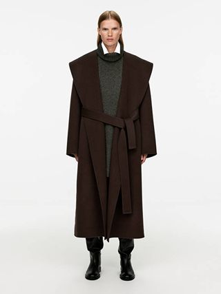 Shawl-Collar Coat - Dark Brown - Arket Gb