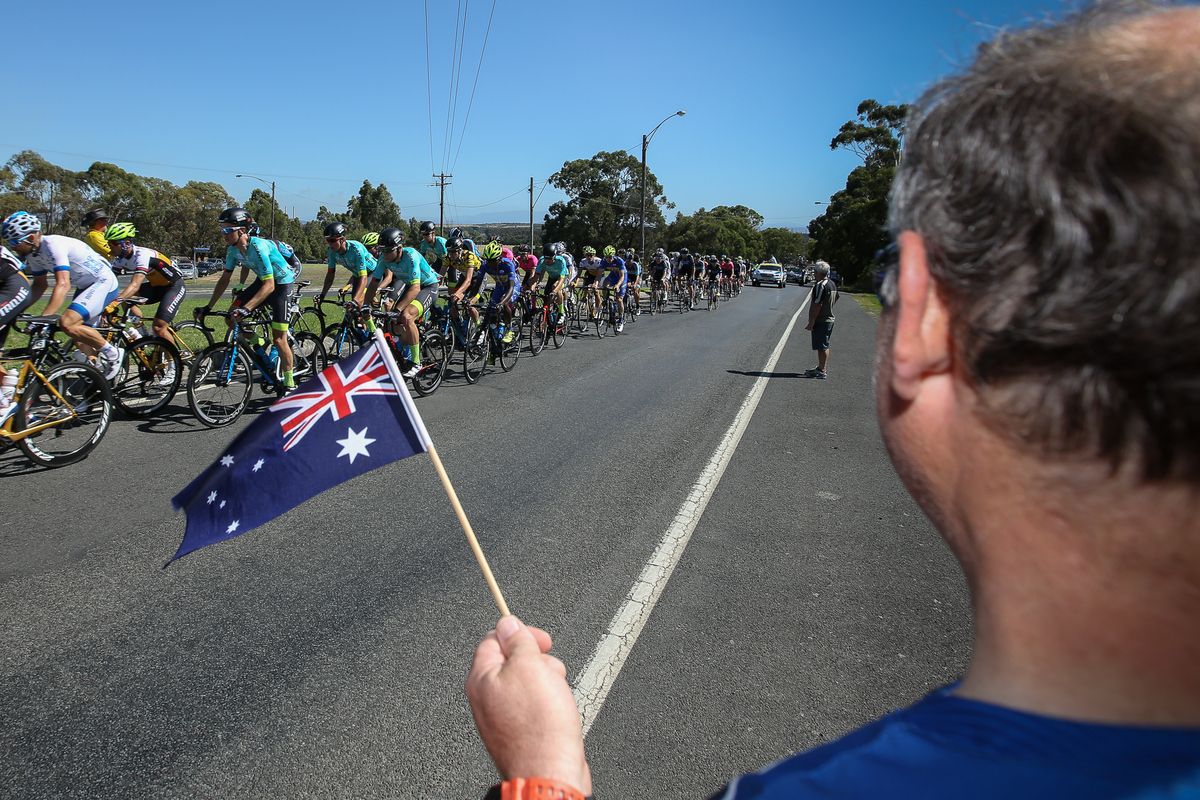 A fan waves an Australian flag