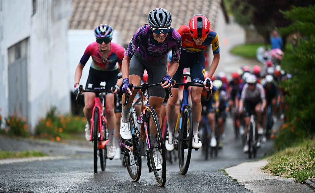 PAMPLONA SPAIN MAY 14 Monica Trinca Colonel of Italy and Team Liv Alula Jayco competes during the 5th Navarra Womens Elite Classics 2025 a 1344km one day race from Pamplona to Pamplona on May 14 2025 in Pamplona Spain Photo by Szymon GruchalskiGetty Images