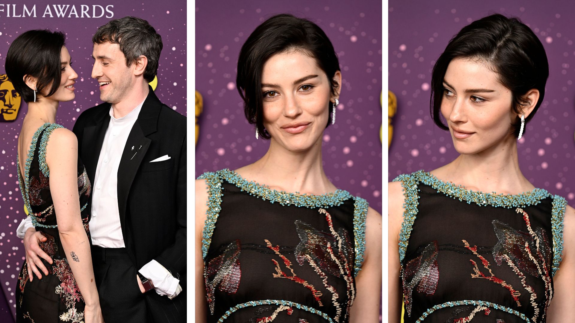 A series of photos of Gracie Abram's bixie haircut at the BAFTAs 2026