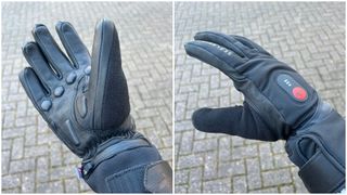 Female cyclist wearing the SealSkinz Upwell Waterproof Heated Glove