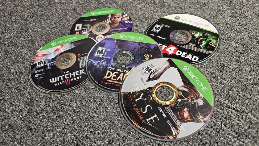 Photo of physical discs Rye, Witcher 3, Left 4 Dead, Madden 25, and The Walking Dead