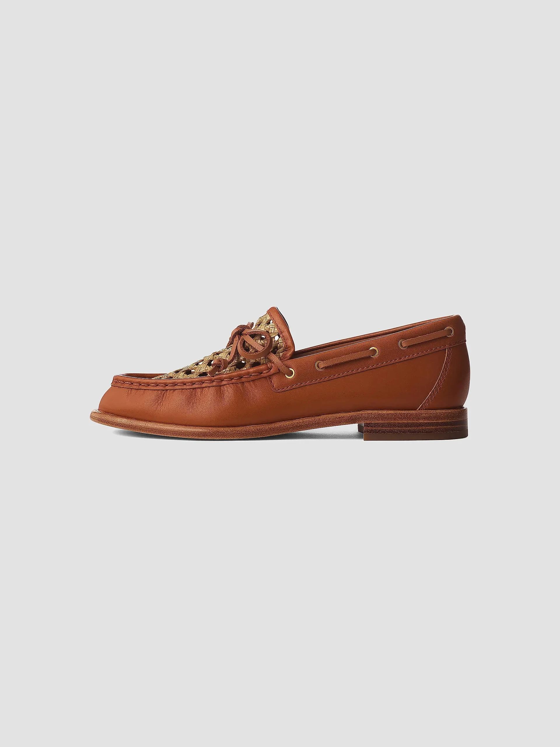 Carter Woven-Trim Leather Boat Shoes