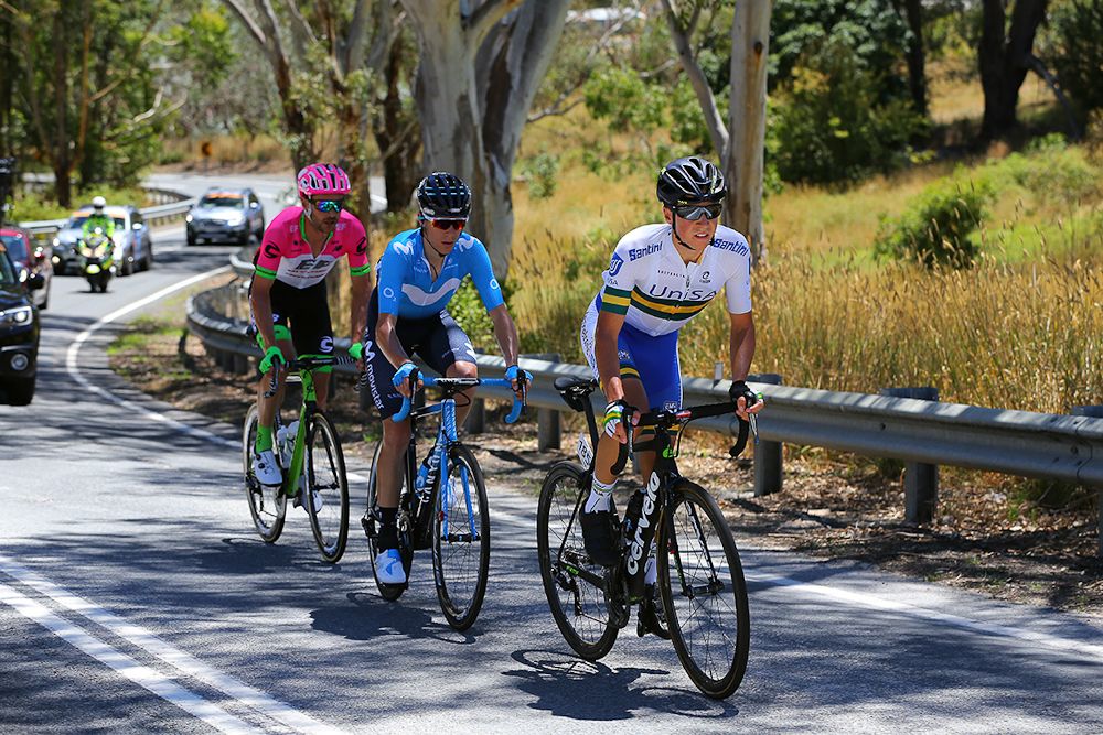 Scott Bowden, Jaimie Castrillo and Will Clarke in the stage 2 breakaway