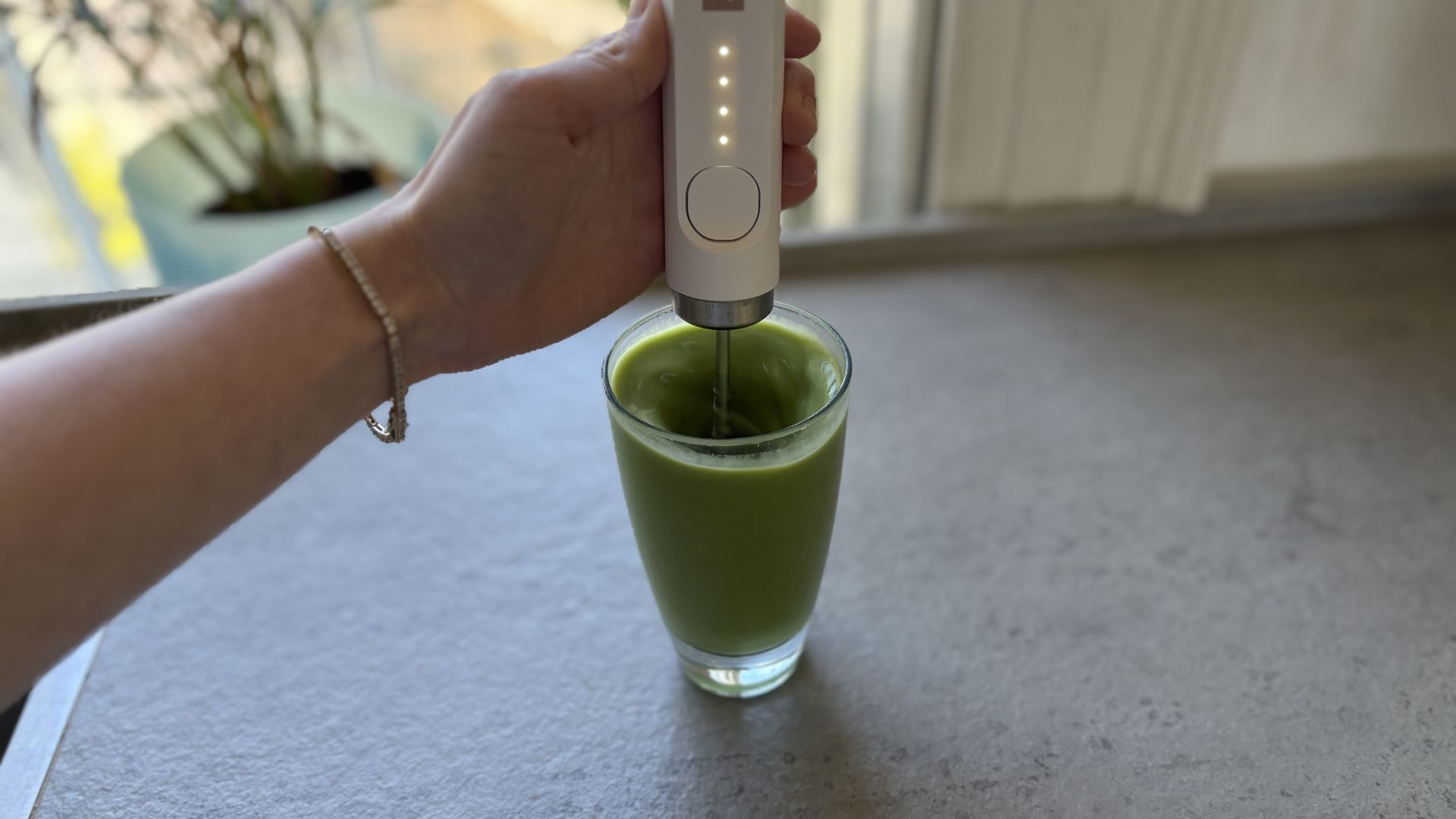 Nespresso NanoFoamer Milk Frother being tested