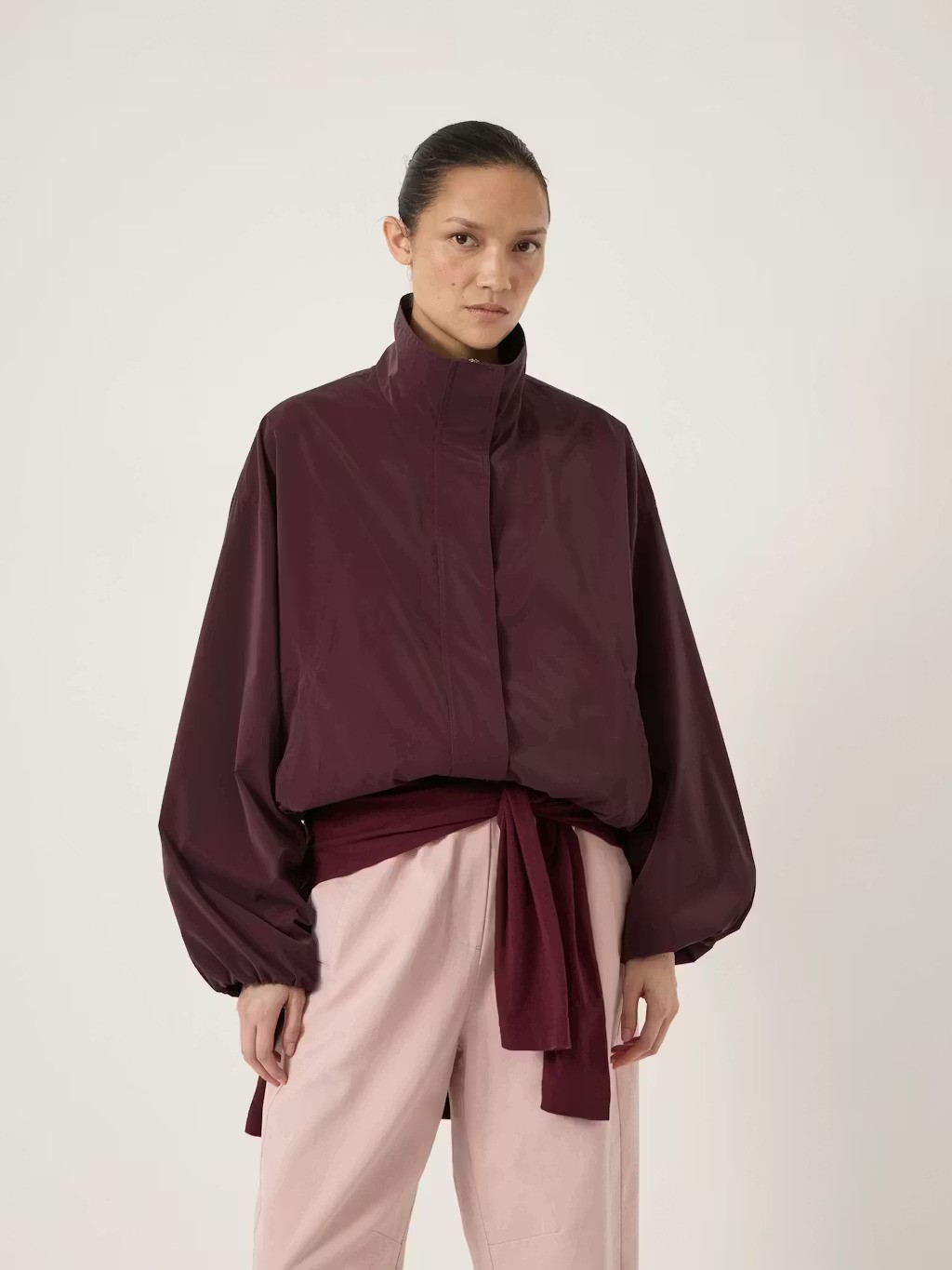 Hush, Maple Bubble Hem Funnel Neck Jacket