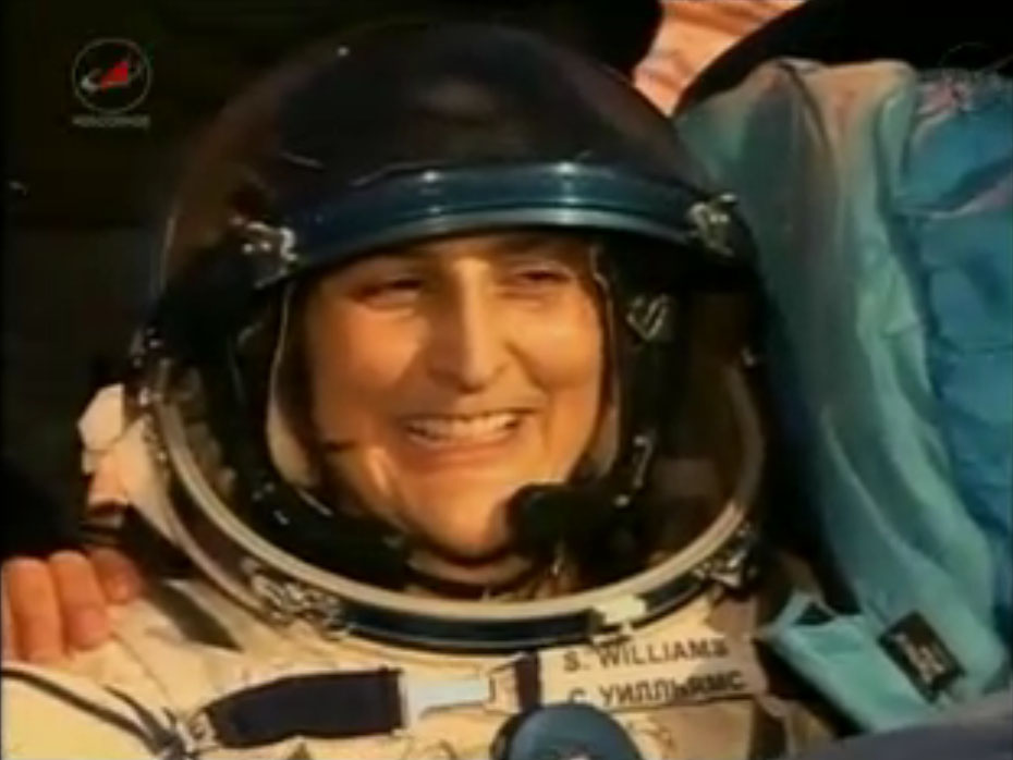 NASA astronaut Sunita Williams, Expedition 33 commander, smiles after returning to Earth on Nov. 18 (EST), 2012, aboard a Soyuz TMA-05M space capsule. 