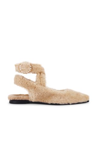 Faux Fur Parisa Point Flat in Almond Butter