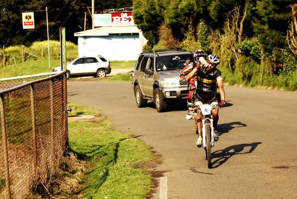 Luis Mejia (7Capital/Economy) takes a drink on his way to winning another La Ruta stage.