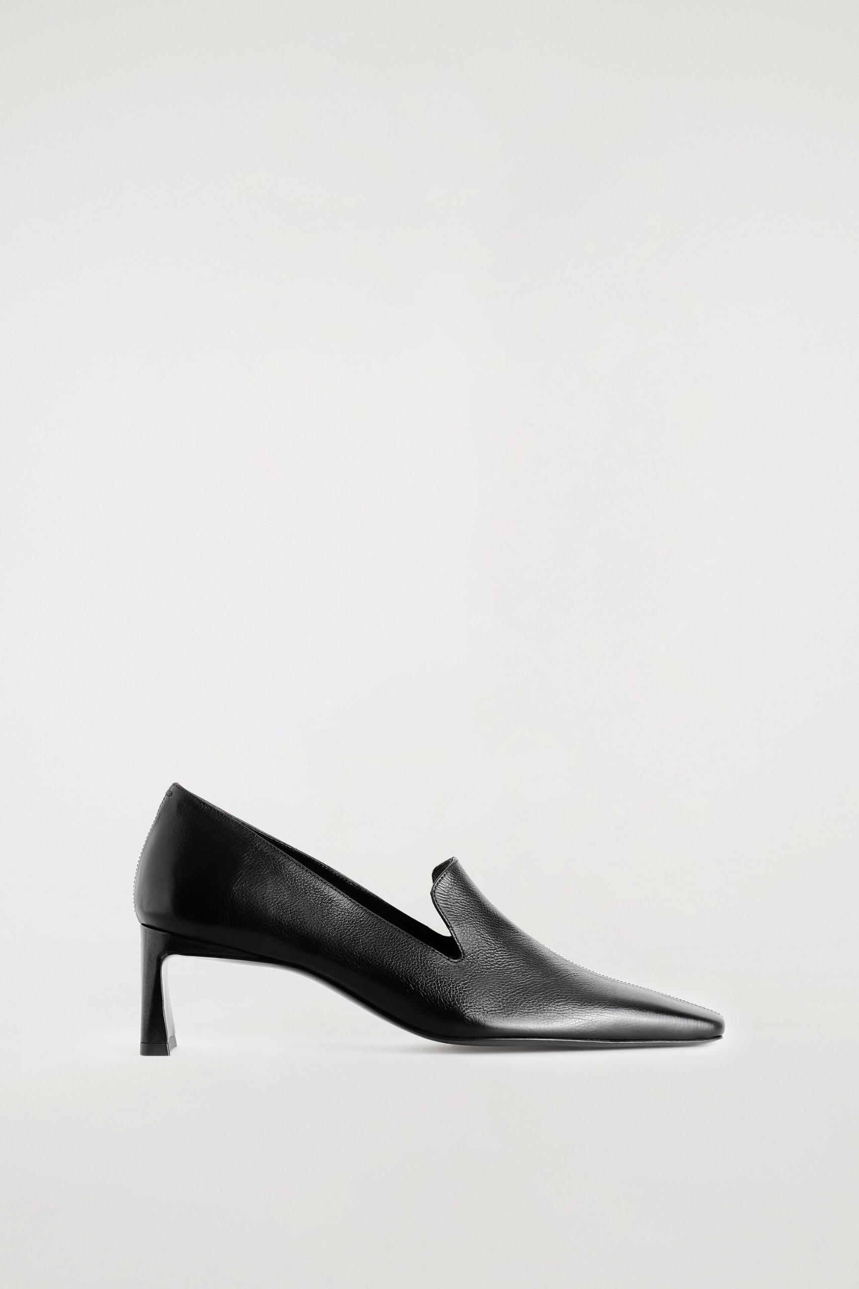 Angular Leather Heeled Loafers