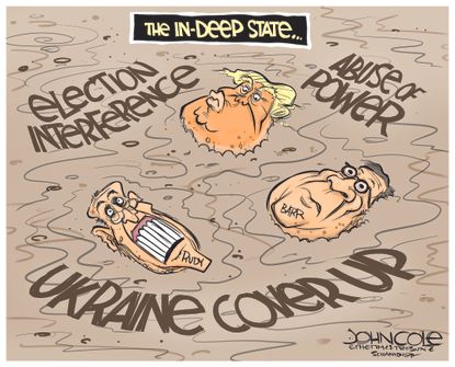 Political Cartoon U.S. Trump Giuliani Barr Ukraine Deep State