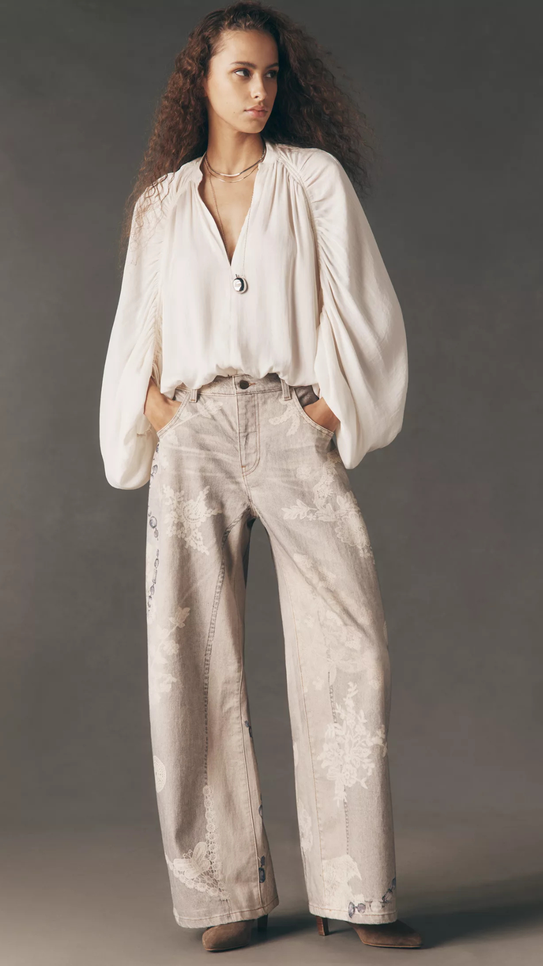 Pilcro High-Rise Puddle Curve Patterned Jeans