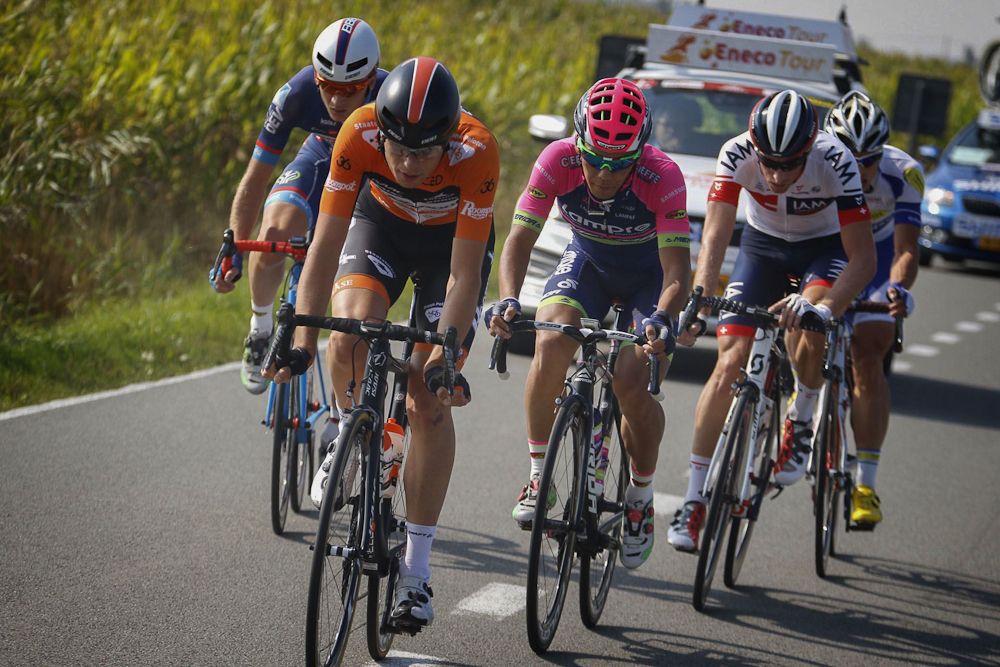 Jesper Asselman (Roompot - Oranje Peloton) drives the breakaway during stage 3 at the Eneco Tour