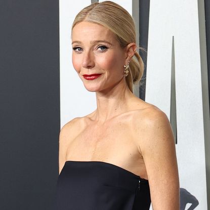 Gwyneth Paltrow attended the Marty Supreme premiere in a custom Gwyn gown and Mary Jane heels