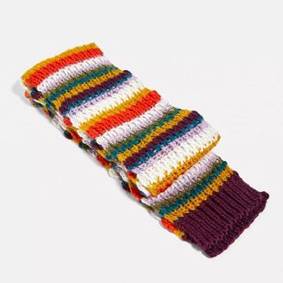 urban outfitters rainbow stripe knitted scarf flat lay