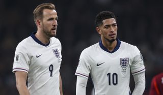Harry Kane with Jude Bellingham of England during the FIFA World Cup 2026 European Qualifier between England and Latvia at Wembley Stadium