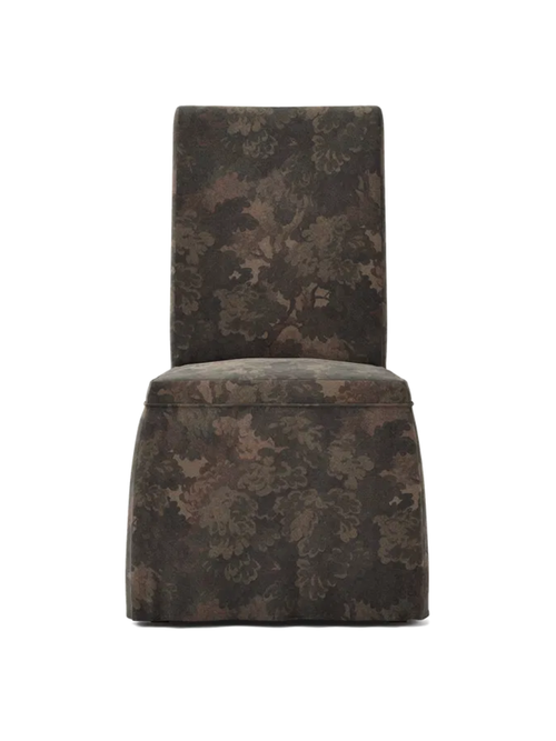 Henriksdal Dining Chair Cover With Ruffles in Vintage Leaves Green Cotton Velvet