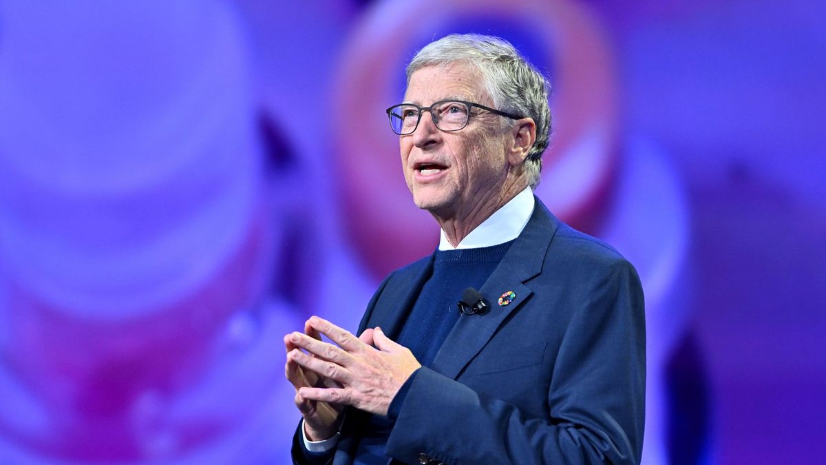 Bill Gates speaks on stage during the annual Goalkeepers NYC event.