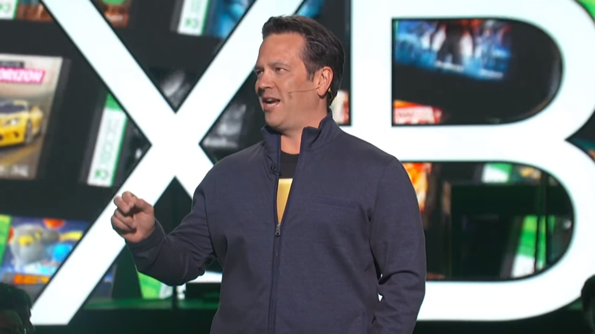 Phil Spencer presents at an Xbox event