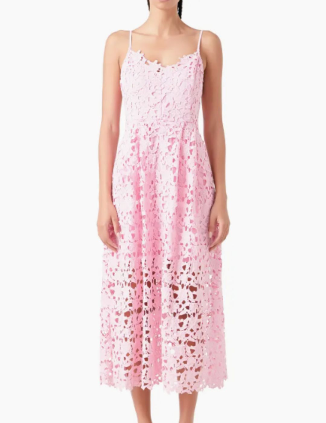 Endless Rose, Lace Spaghetti Strap Midi Dress