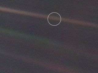 The famous Pale Blue Dot picture.