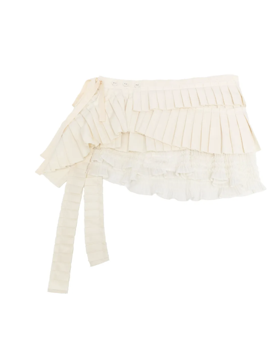 ROKH, Pleated Micro Mini Skirt Belt