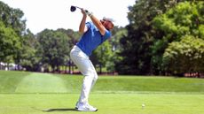 Tommy Fleetwood hits a drive