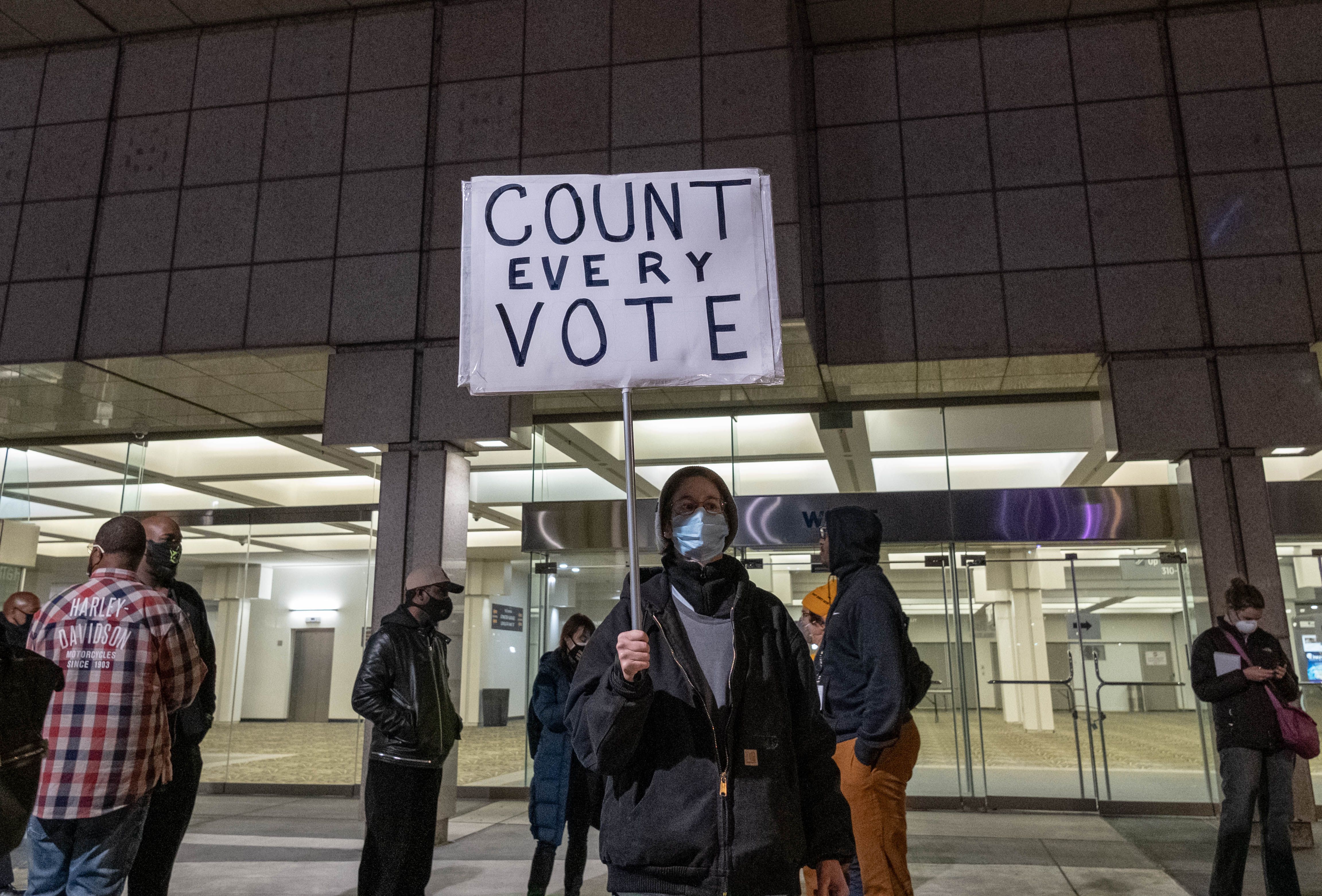 A protester in Michigan