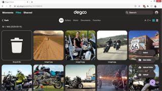 Degoo's file storage layout on its web interface
