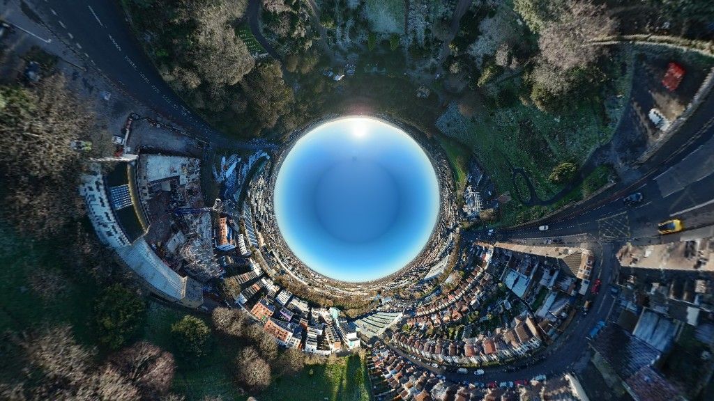 A photo of a city taken on a DJI Flip drone