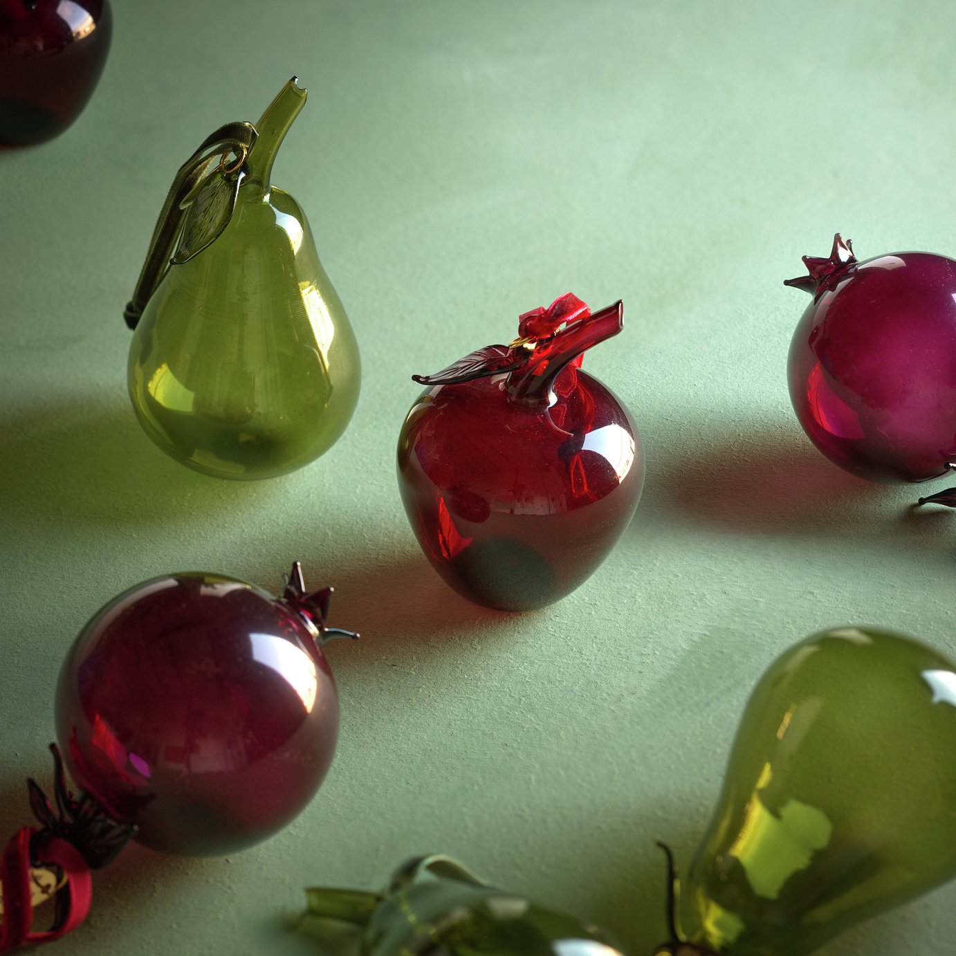 Habitat X Morris &amp;amp; Co. Glass Fruit Christmas Hanging Ornaments - Pack of 3