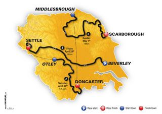 The route map of the 2016 Tour de Yorkshire